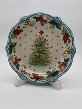 Rare 4pk Pioneer Women Cheerful Rose Christmas Tree Salad Plates